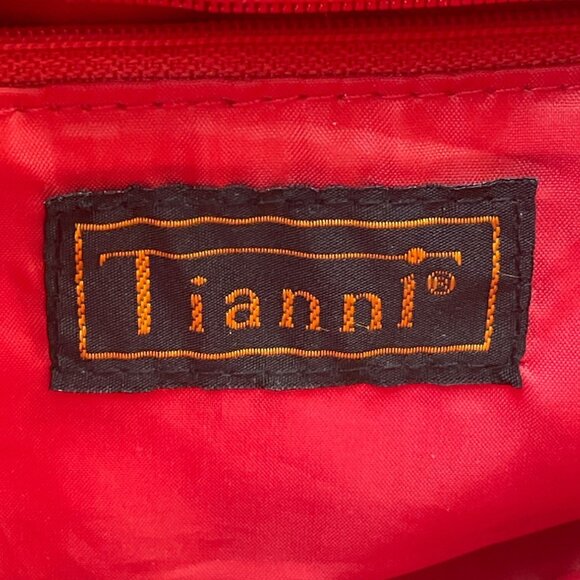 Tianni Women’s Black Christmas Embroidered Gift/Tree Bamboo Handles Handbag Sz S - Picture 6 of 9